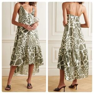 Adam‎ Lippes Ruffled Lamé Midi Dress Silk Blend